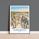 Alberobello Italy Print, Trulli Houses Wall Art with Border, Puglia Village Poster, Italian Travel Print, Alberobello Gift Print