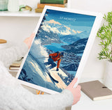 St Moritz Wall Art Travel Poster, Travel Print of St Moritz, Ski Poster, Switzerland Alps Art Travel Lovers Gift NQ Media Designs