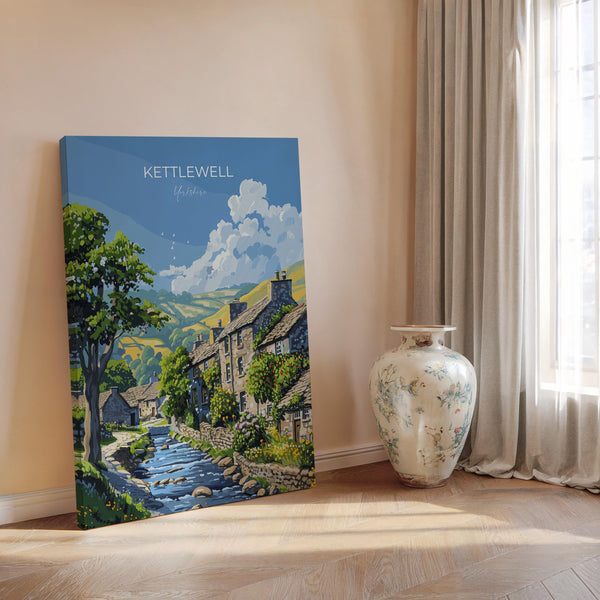 Kettlewell Travel Poster Wall Art, Travel Print of Kettlewell, Kettlewell Art Print, North Yorkshire Wall Print, Yorkshire Art Lovers Gift
