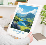 Snowdon Travel Poster, Snowdon Travel Print, Wales, Welsh Art, Snowdonia Gift, Wall Art Print NQ Media Designs