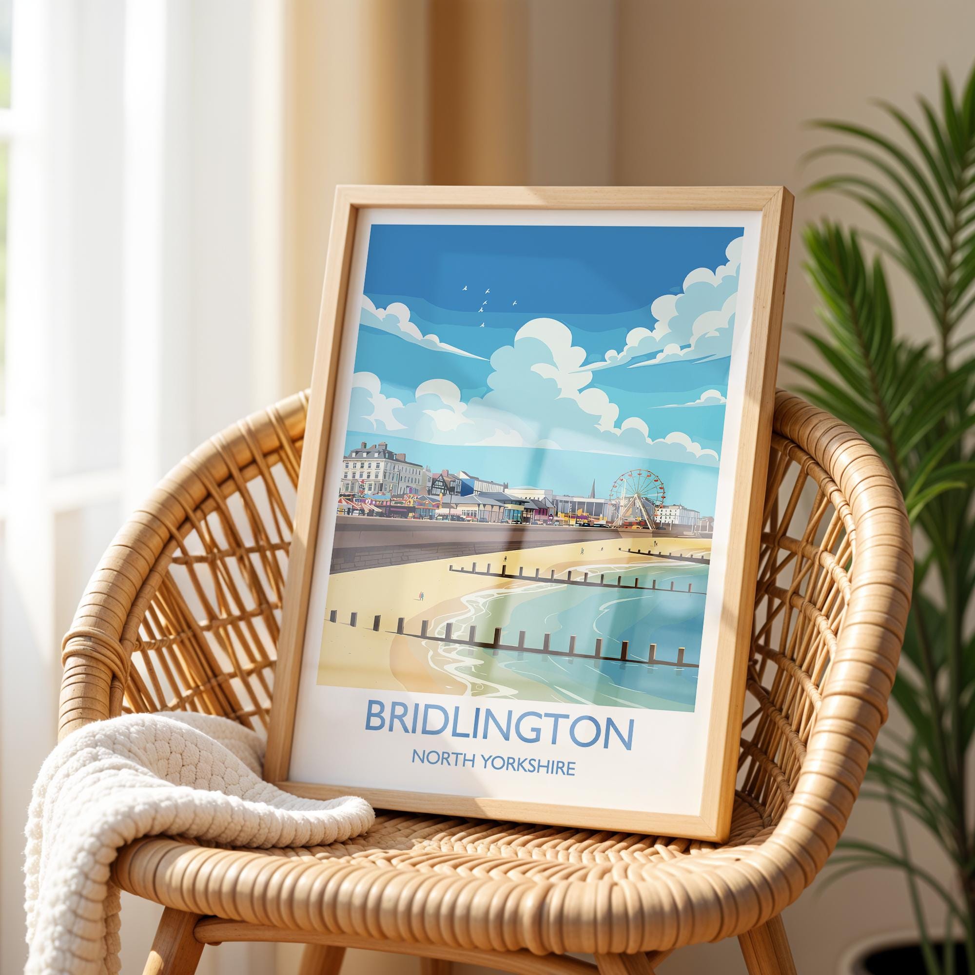 Bridlington Travel Print, Travel Poster of Bridlington, Yorkshire Gift, England, North Yorkshire Art, Bridlington Gift, Wall Art Print NQ Media Designs