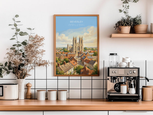 Beverley Minster Travel Poster, Beverley Yorkshire Wall Art, Historic Market Town Print, Gothic Cathedral Illustration, Beverley Gift