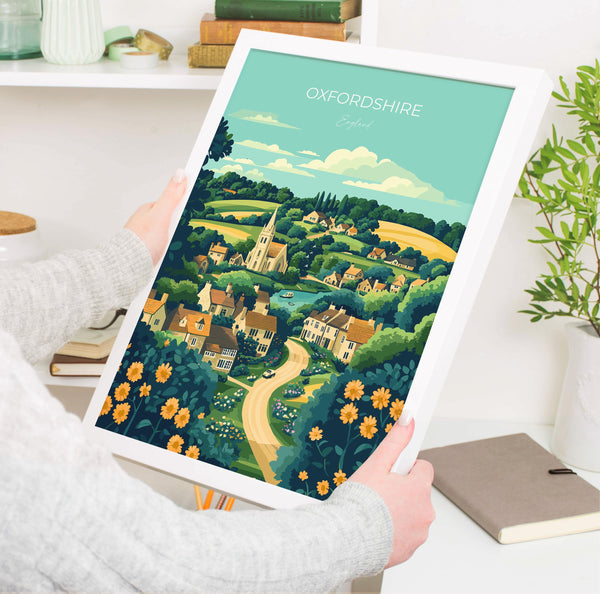 Oxfordshire Travel Print Wall Art, Oxfordshire Travel Poster, English Countryside Art Gift, Wall Art Print