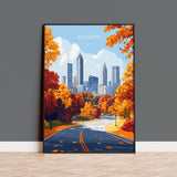 Atlanta Travel Poster, Travel Print of Atlanta, Georgia, Atlanta Art Lovers Gift, USA Gift, Wall Art Print NQ Media Designs