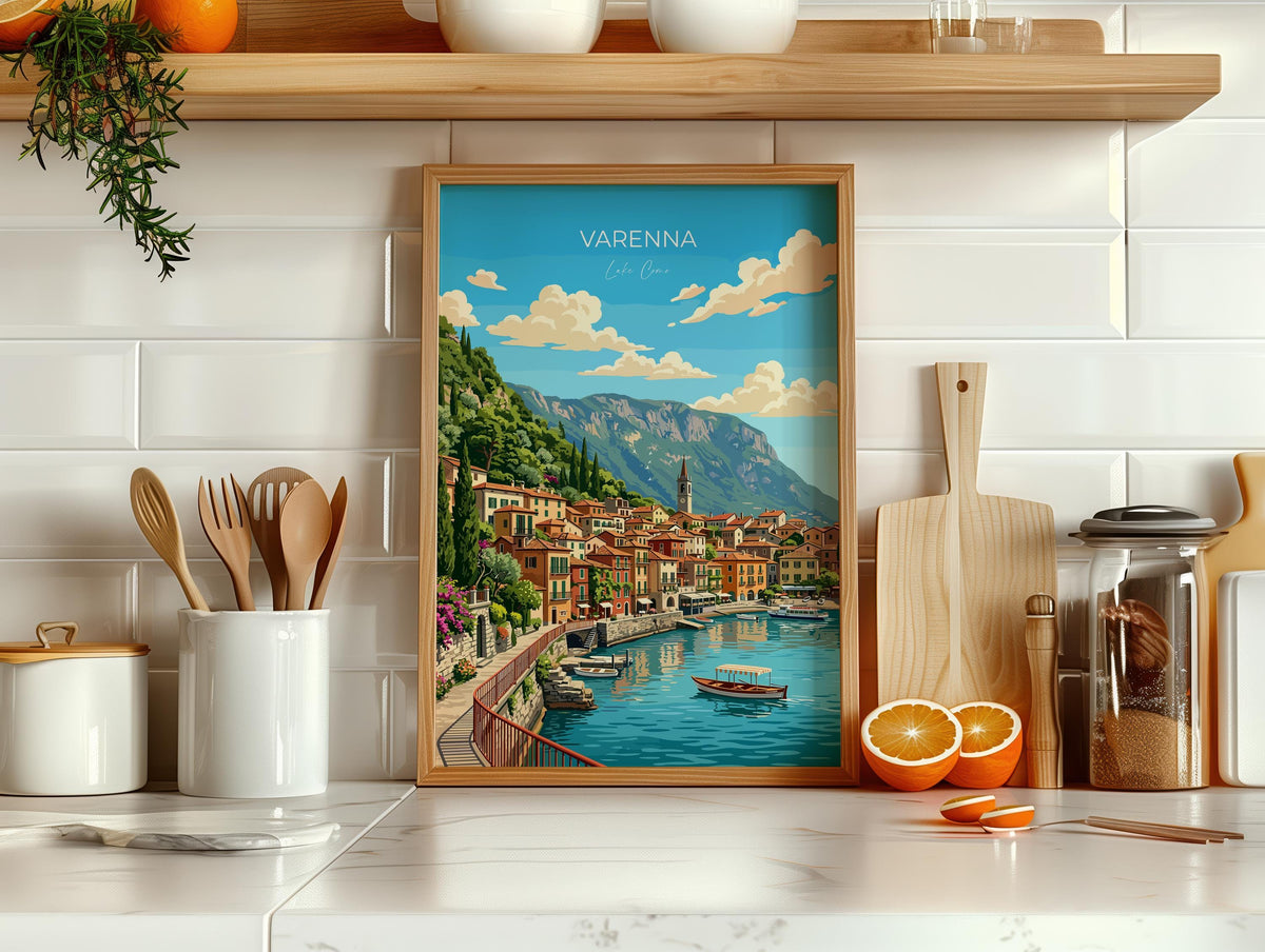 Varenna Lake Como Travel Poster | Italian Lakes, Italy Wall Art