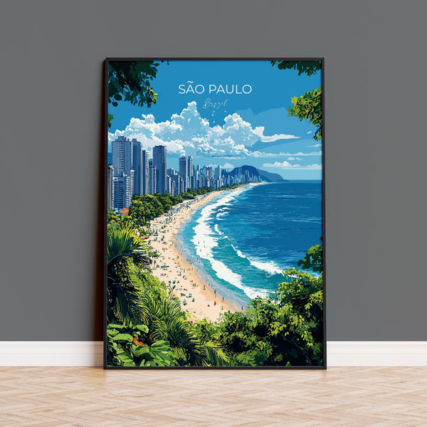 Sao Paulo Travel Poster, Travel Print of Sao Paulo, Brazil City Poster, Sao Paulo Wall Art Lovers Gift, Brazil Art Gift