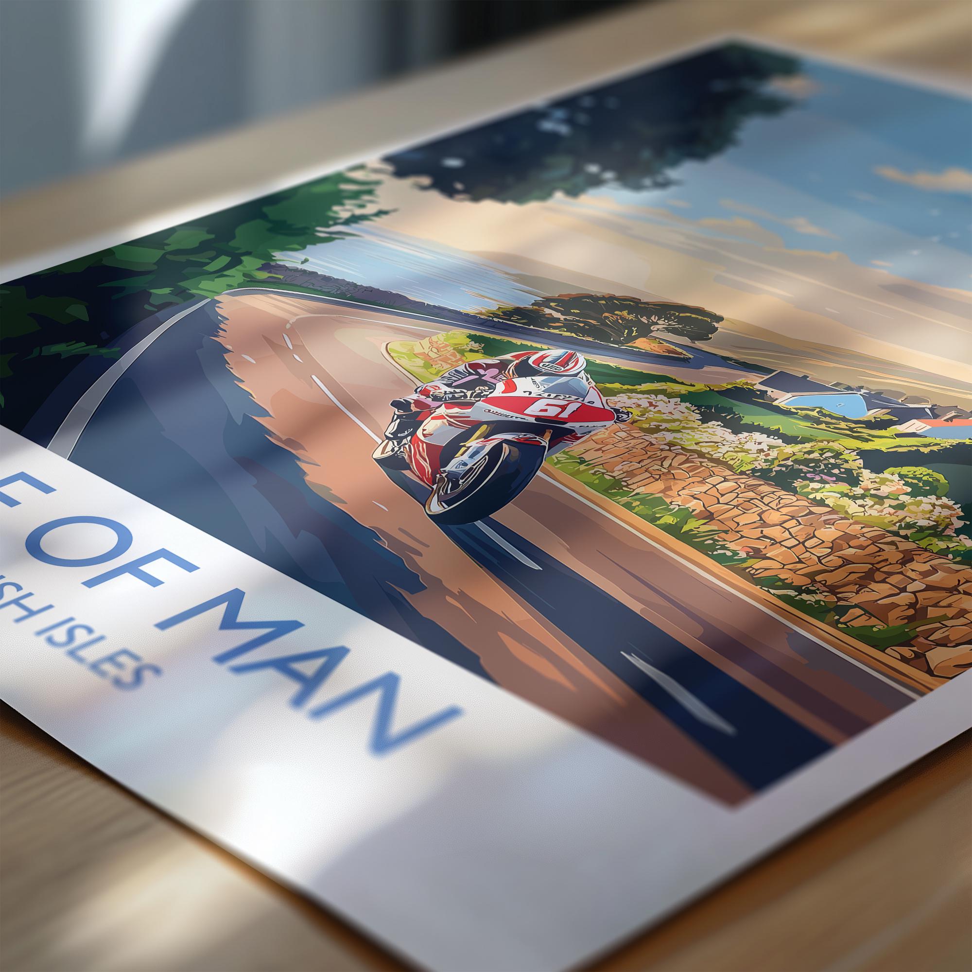 Isle of Man Print, Travel Poster of Isle of Man, Motorbike Racing, Isle of Man Art Gift,British Isles Wall Art Print NQ Media Designs
