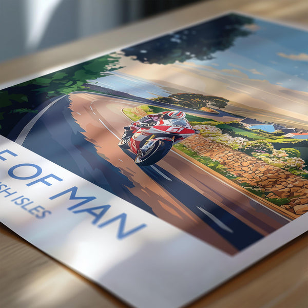 Isle of Man Print, Travel Poster of Isle of Man, Motorbike Racing, Isle of Man Art Gift,British Isles Wall Art Print