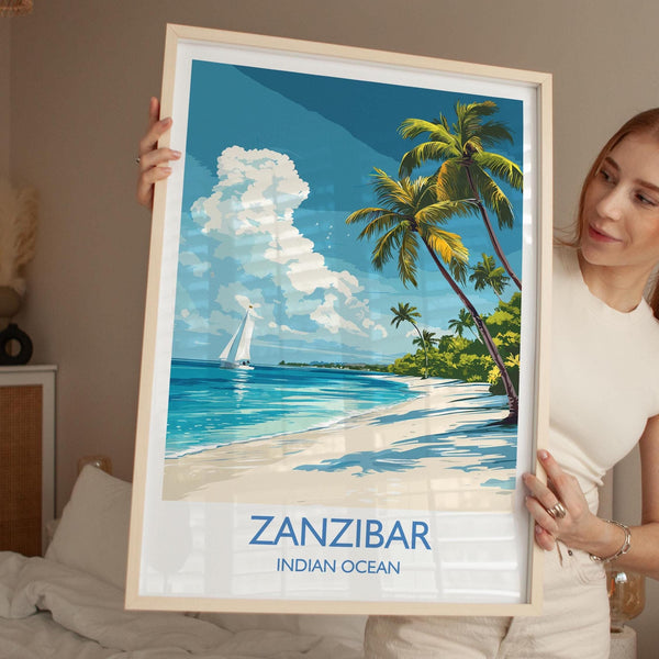 Zanzibar Travel Print, Travel Poster of Zanzibar, Indian Ocean Island Art, Zanzibar Wall Art Gift,