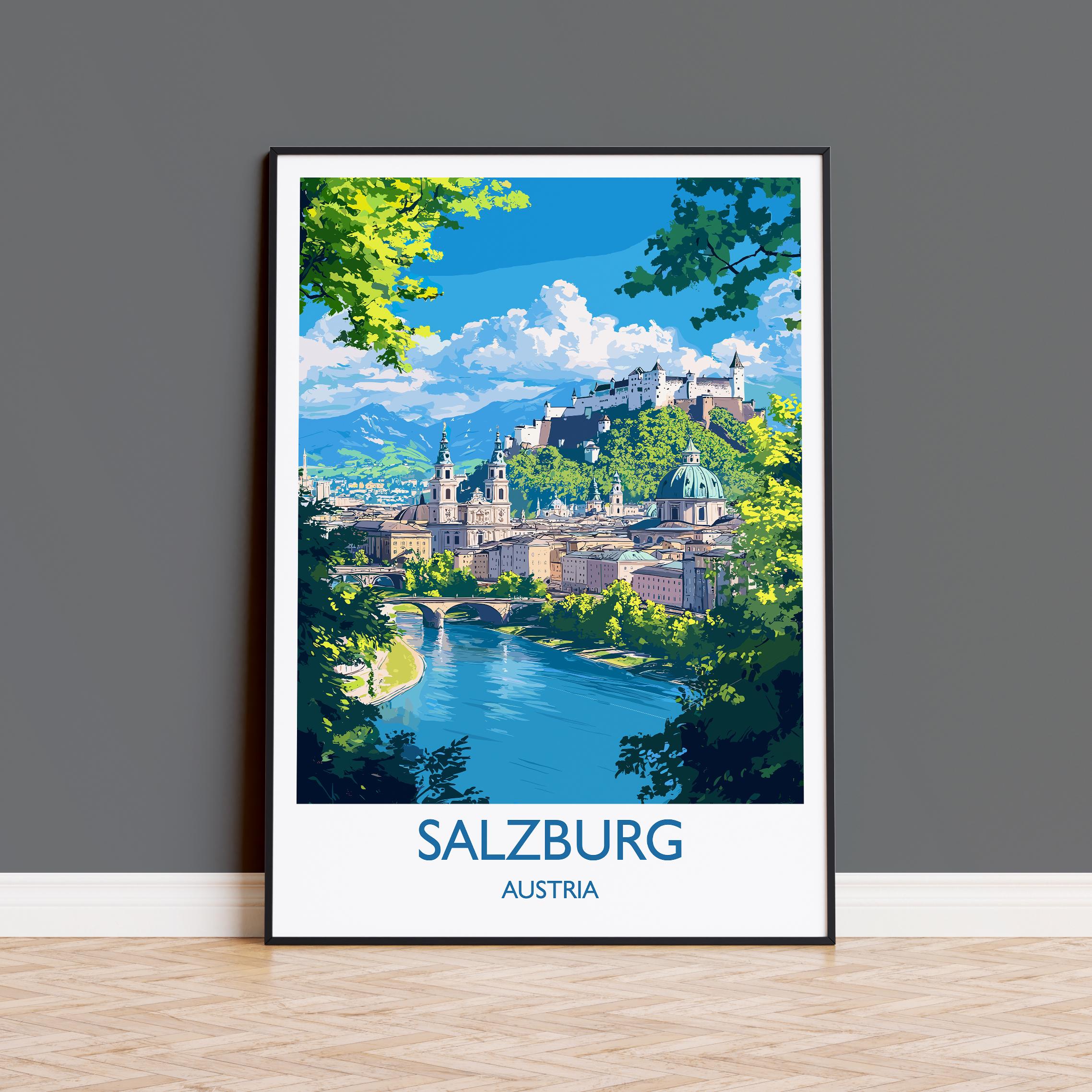 Salzburg Poster, Travel Print of Salzburg, Austria, Salzburg Art Gift, Travel Europe Gift NQ Media Designs