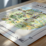 Norfolk Illustrated Map Print, England Wall Art, Norfolk Broads Map Poster, Framed or Canvas Print, Norfolk Gift