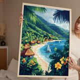 Fiji Travel Print Wall Art, Travel Poster of Fiji, South Pacific Islands Art Lovers Gift NQ Media Designs