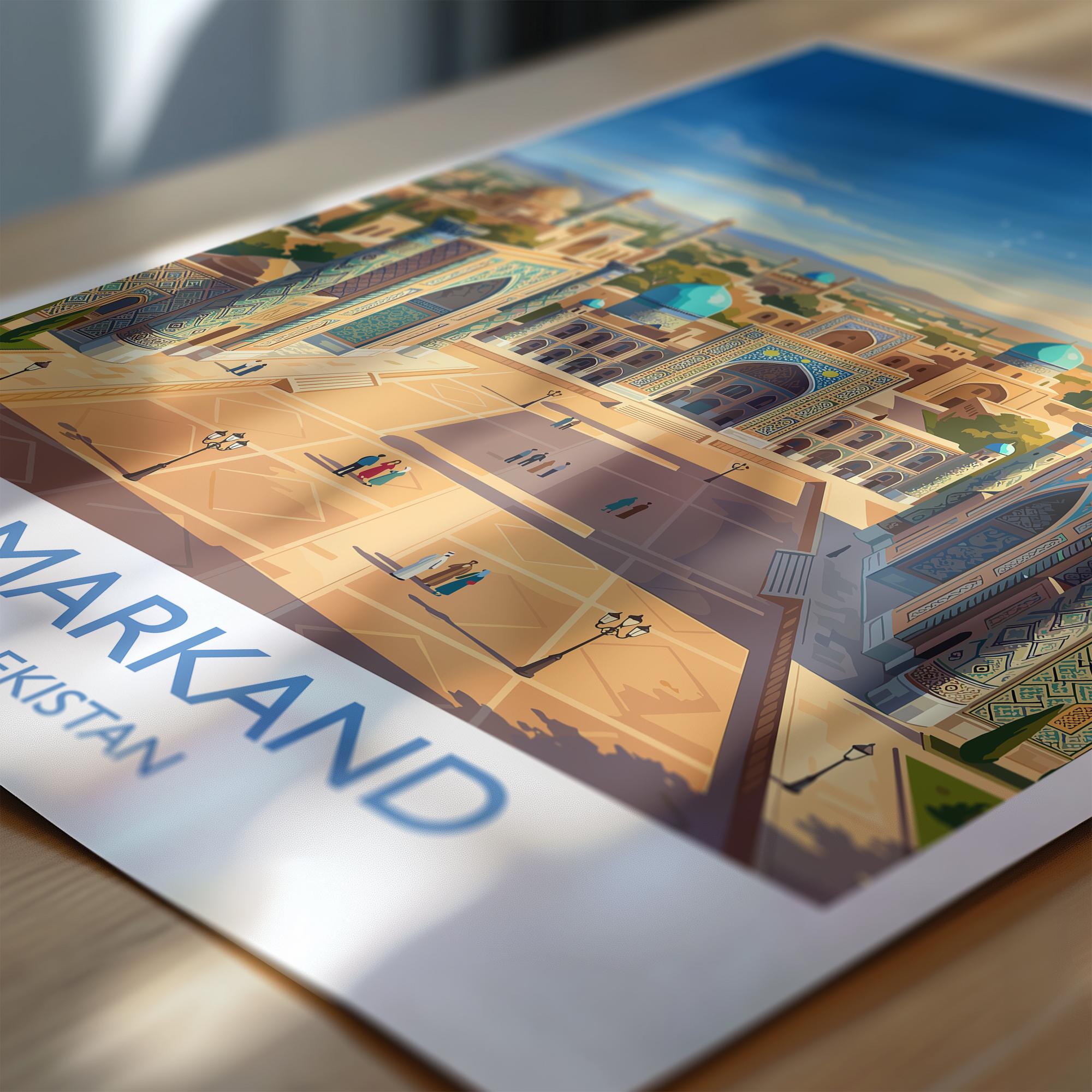 Samarkand Uzbekistan Travel Poster, Registan Square Wall Art, Silk Road Print, Central Asia Travel Poster, Islamic Architecture Decor