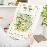 Norfolk Illustrated Map Print, England Wall Art, Norfolk Broads Map Poster, Framed or Canvas Print, Norfolk Gift