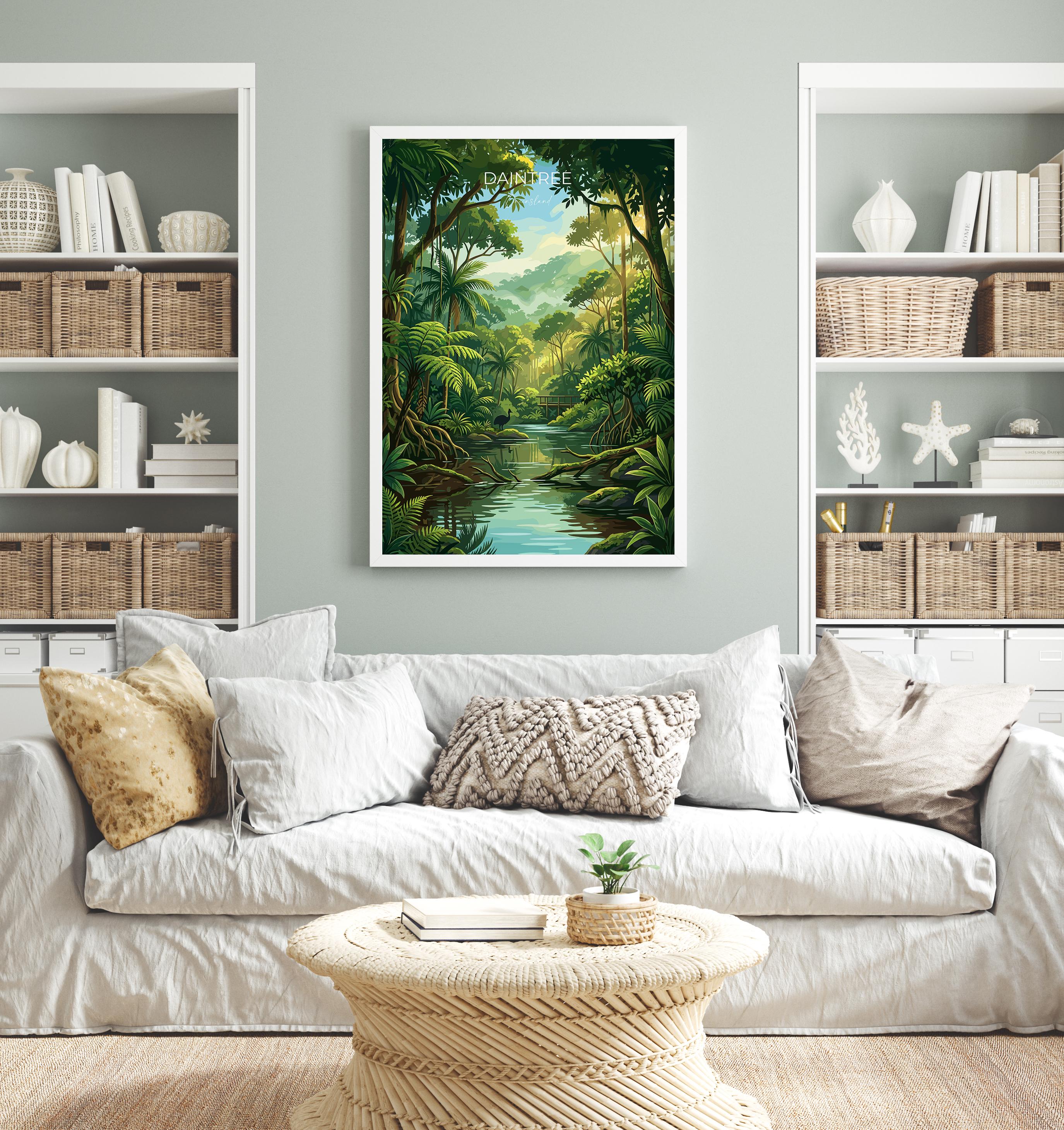 Daintree Rainforest Australia Travel Print, Tropical Rainforest Wall Art, Queensland Nature Poster, Forest Illustration, Australia Decor