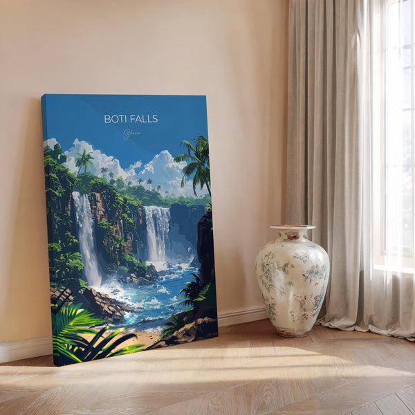 Boti Falls Travel Poster, Ghana Travel Print Collection, Travel Wall Art, Boti Falls Art Print Gift, Africa Art