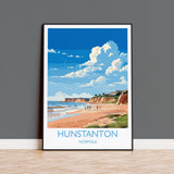 Hunstanton Beach Travel Print, Travel Poster of Hunstanton Beach, Norfolk, England, Norfolk Art, Norfolk Gift, Wall Art Print NQ Media Designs