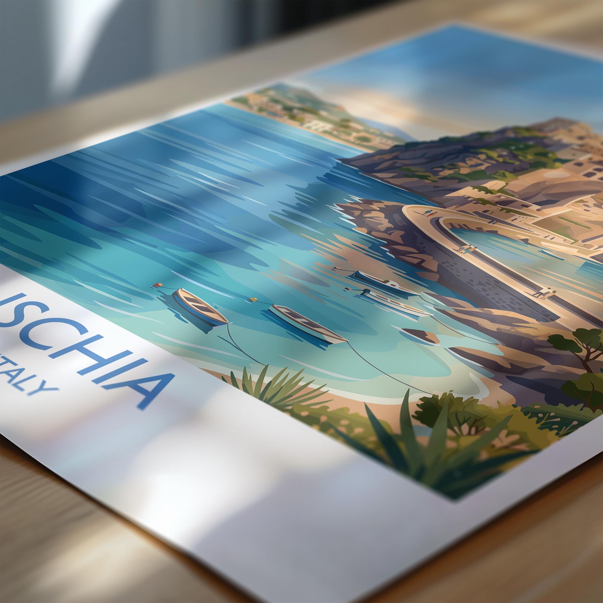 Ischia Italy Print, Italian Island Wall Art, Gulf of Naples Travel Poster, Mediterranean Coastal Decor, Italy Gift