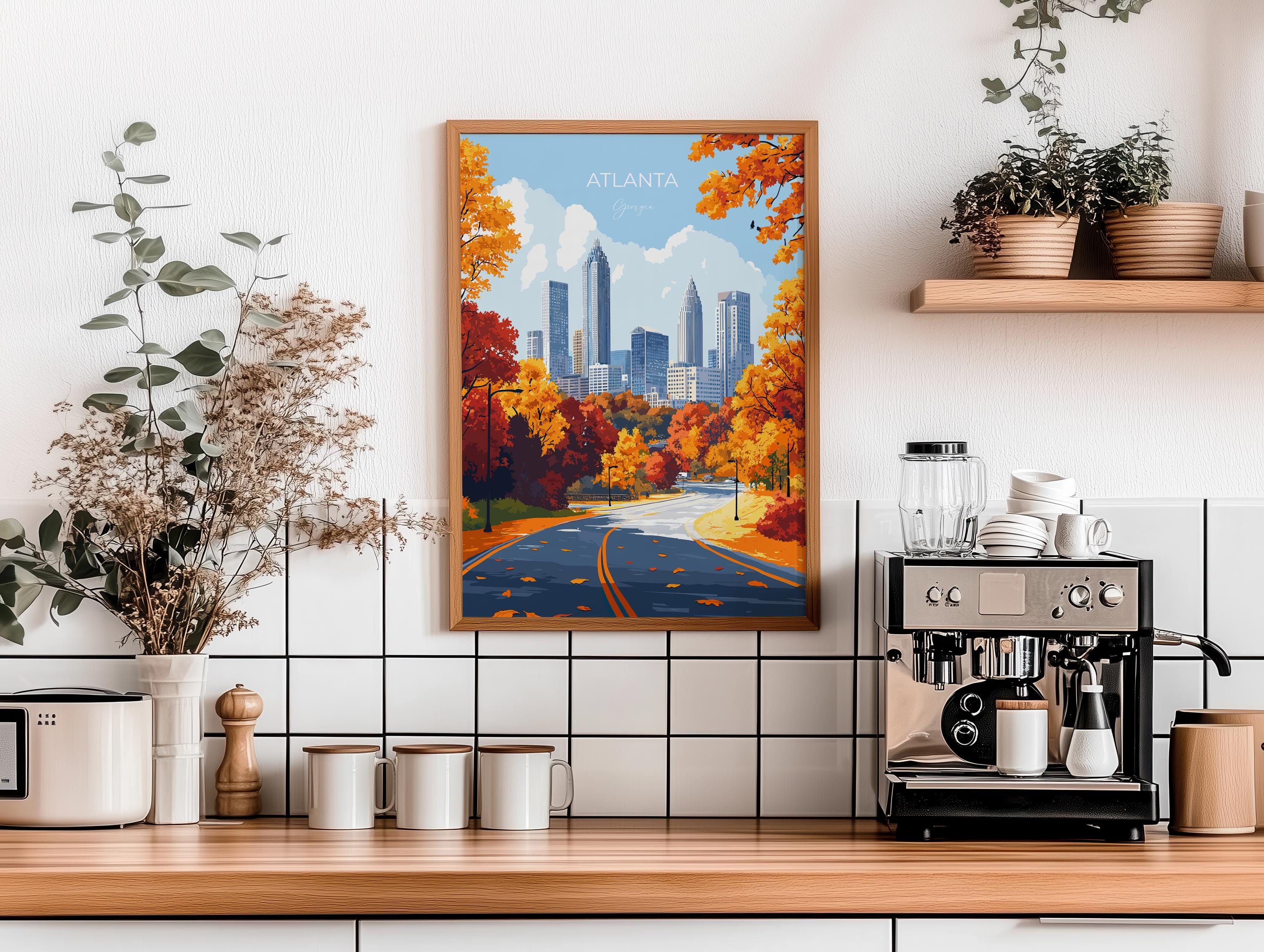 Atlanta Travel Poster, Travel Print of Atlanta, Georgia, Atlanta Art Lovers Gift, USA Gift, Wall Art Print NQ Media Designs