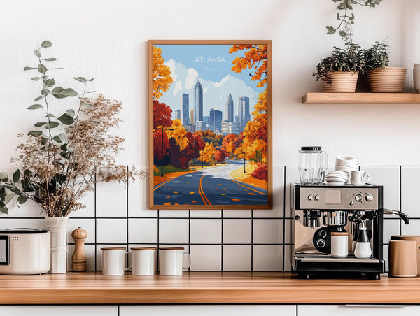Atlanta Travel Poster, Travel Print of Atlanta, Georgia, Atlanta Art Lovers Gift, USA Gift, Wall Art Print