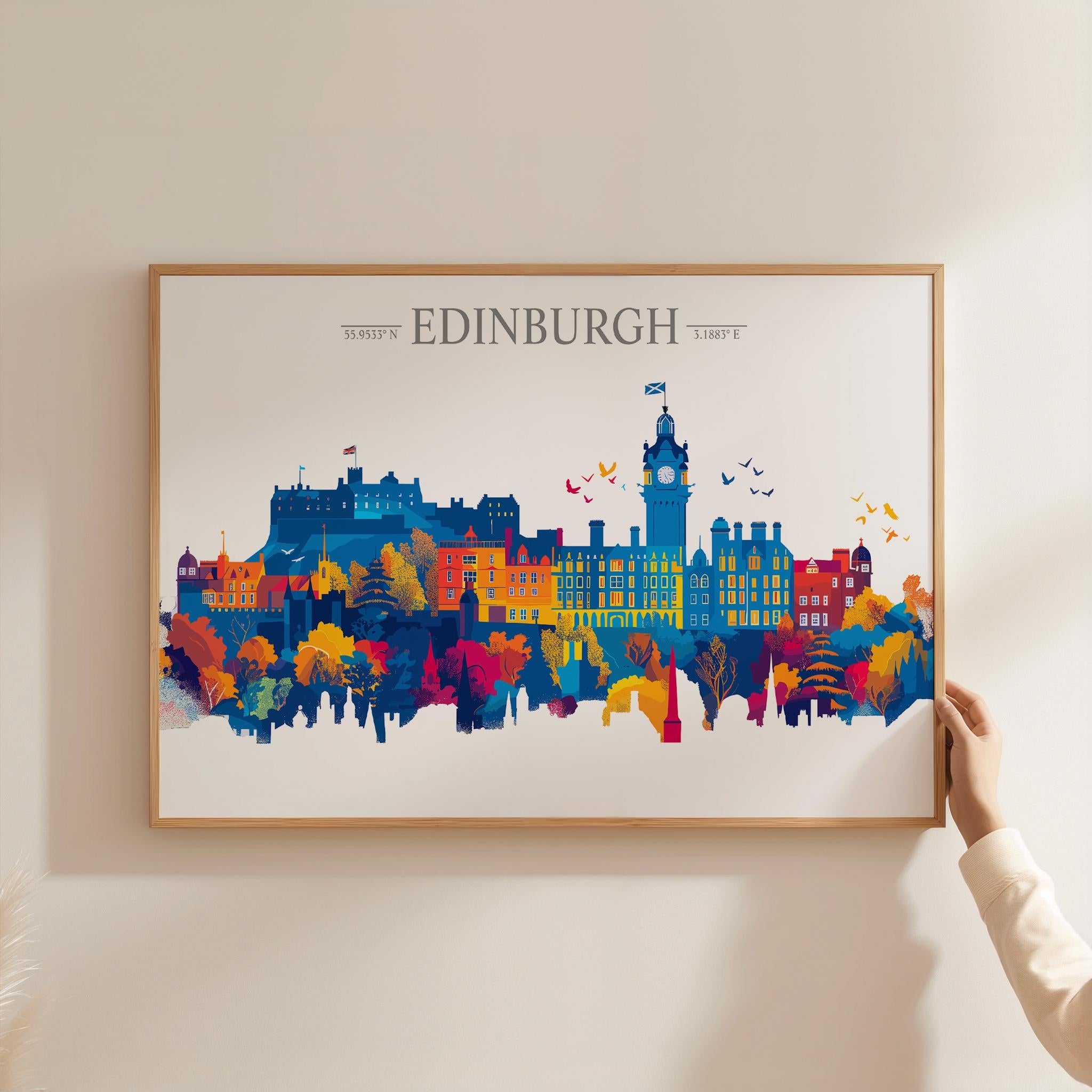 Edinburgh Travel Poster Skyline Wall Art Landscape, Travel Print of Edinburgh, Edinburgh Art Lovers Gift,Scotland Horizontal Art Gift NQ Media Designs