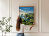 Faroe Islands Denmark Travel Print, Faroe Islands Wall Art, Nordic Landscape Poster, Dramatic Cliffs & Villages, Scandinavian Travel Decor