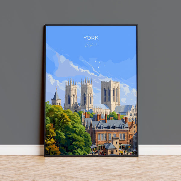 York Travel Print Wall Art, City of York Travel Poster, English Cities Art Gift, Wall Art Print