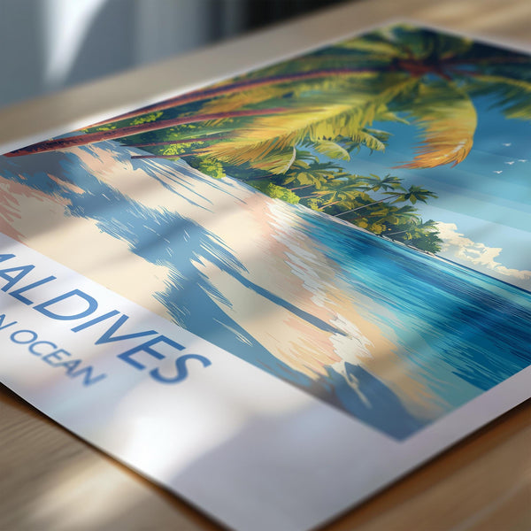 Maldives Travel Print, Travel Poster of Maldives, Indian Ocean Island Art, Maldives Wall Art Gift,