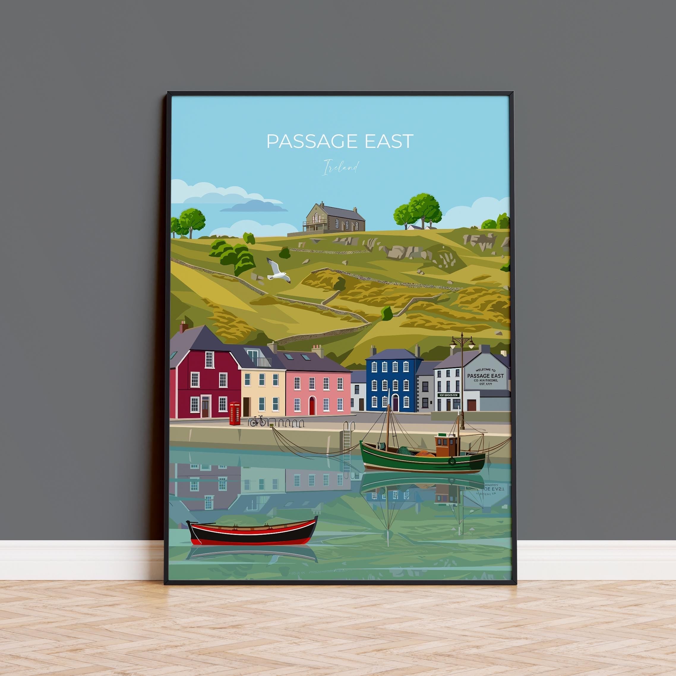 Passage East Print, Travel Poster of Passage East, County Waterford, Ireland Coast, Travel Wall Art Gift NQ Media Designs