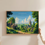 Cotswolds Landscape Travel Poster Wall Art, Travel Print of Cotswolds, Cotswolds Art Lovers Gift, English Countryside NQ Media Designs