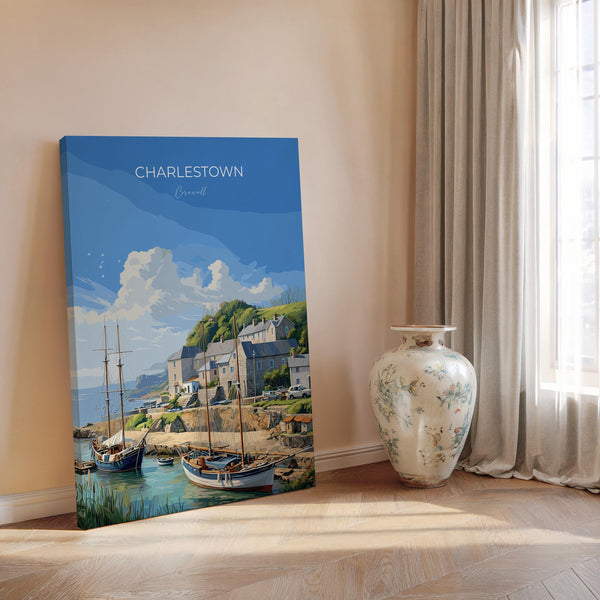 Charlestown Travel Poster, Travel Print of Charlestown, England, Cornwall Art, Charlestown Art Lovers Gift, Wall Art Print