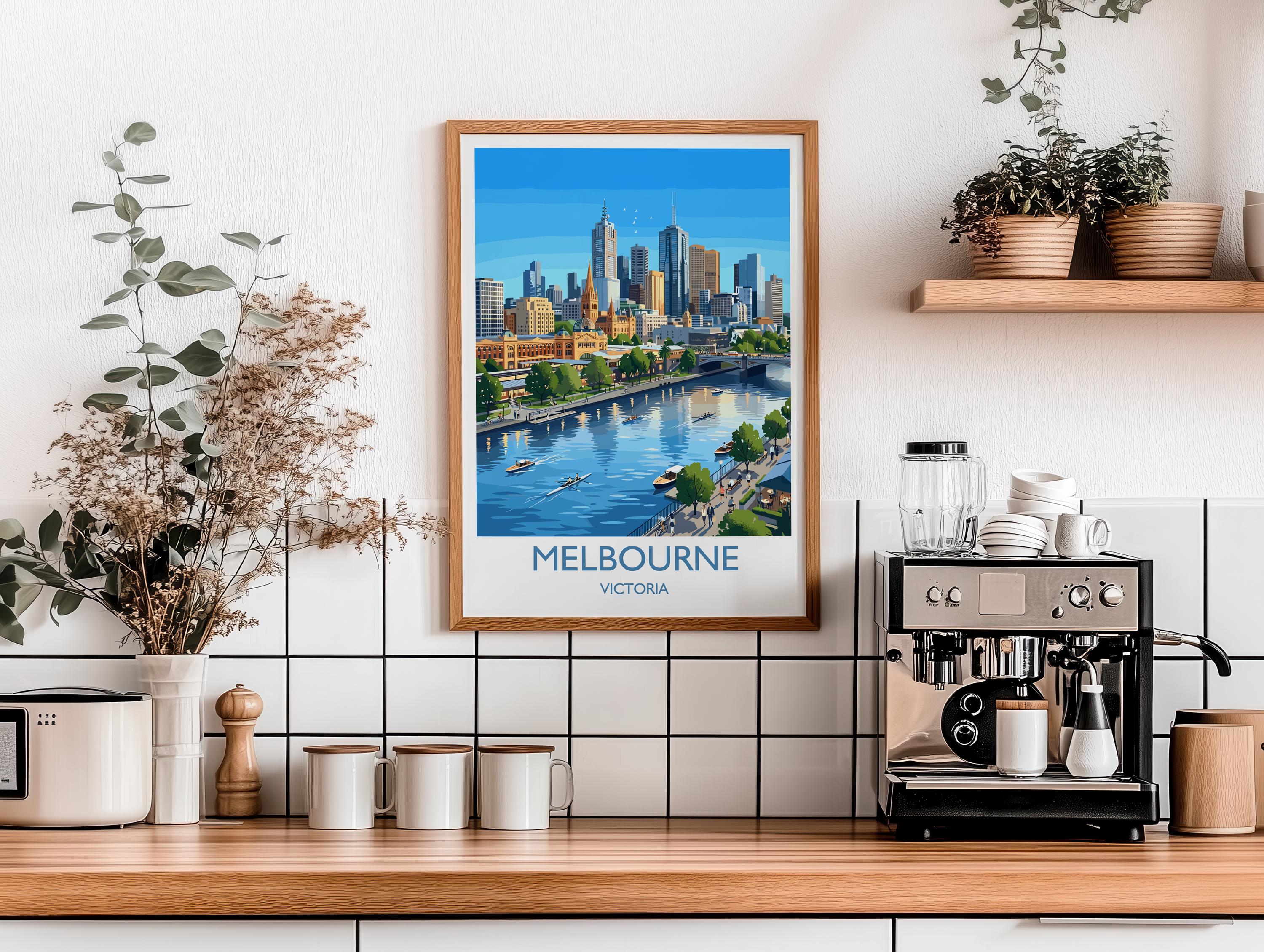 Melbourne Australia Print, Victoria Wall Art, Yarra River Travel Poster, Australian City Decor, Melbourne Gift