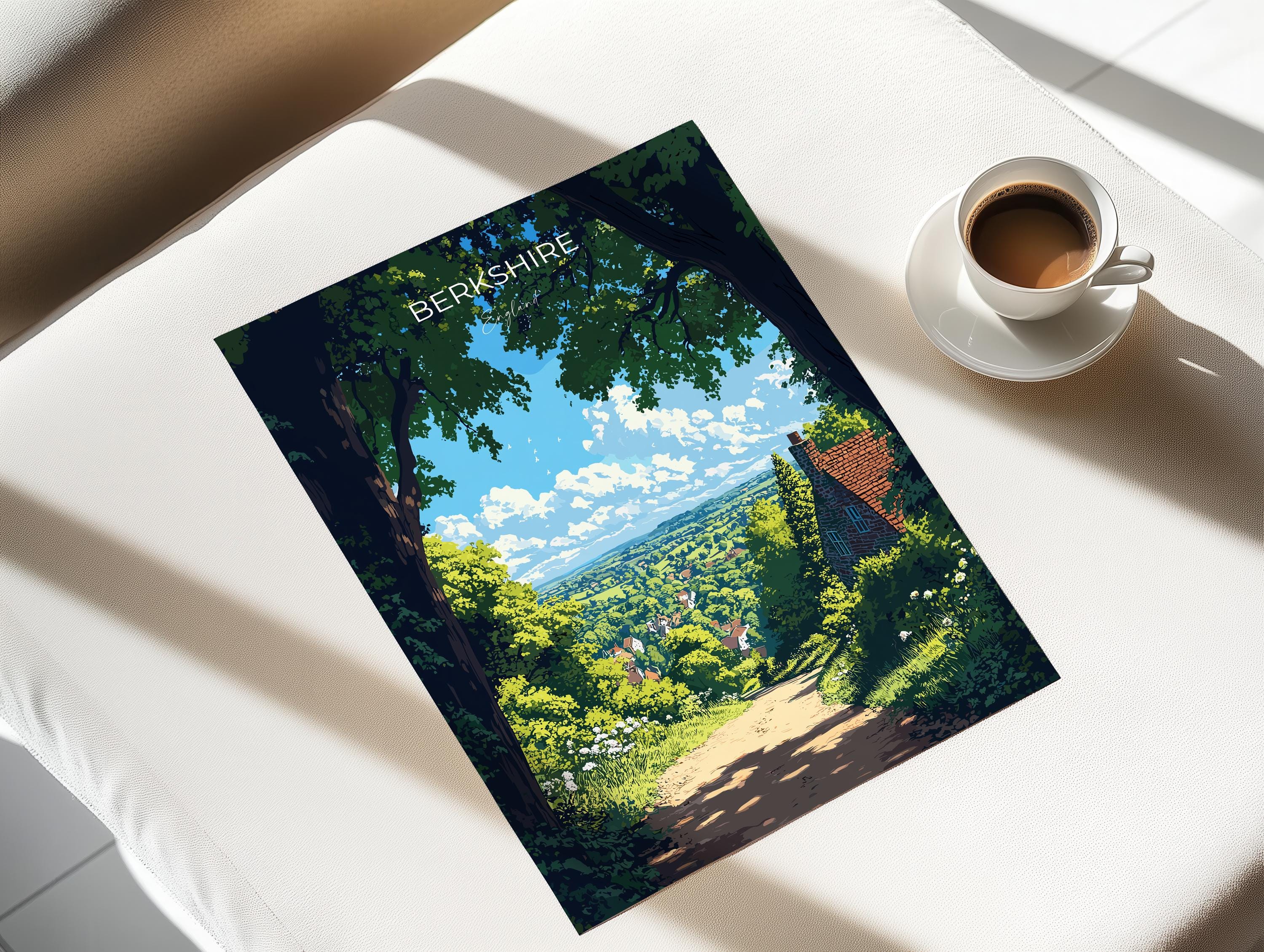 Berkshire Travel Print Wall Art, Berkshire Travel Poster, English Countryside Art Gift, Wall Art Print NQ Media Designs