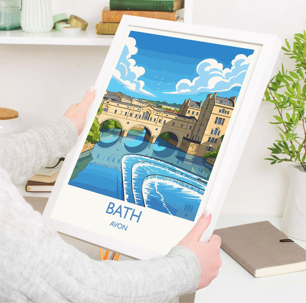 Bath Travel Print, Travel Poster of Bath, England, Cotswolds Art, Bath Gift, Avon Wall Art Print