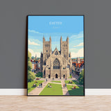 Exeter Cathedral Travel Print, Exeter Devon Wall Art, Historic England City Poster, Gothic Architecture Illustration, UK Decor, Exeter Gift NQ Media Designs