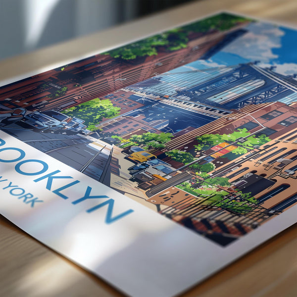 Brooklyn New York Travel Print Wall Art, Travel Poster of Brooklyn Bridge, New York , New York Art Lovers Gift, USA Art Gift