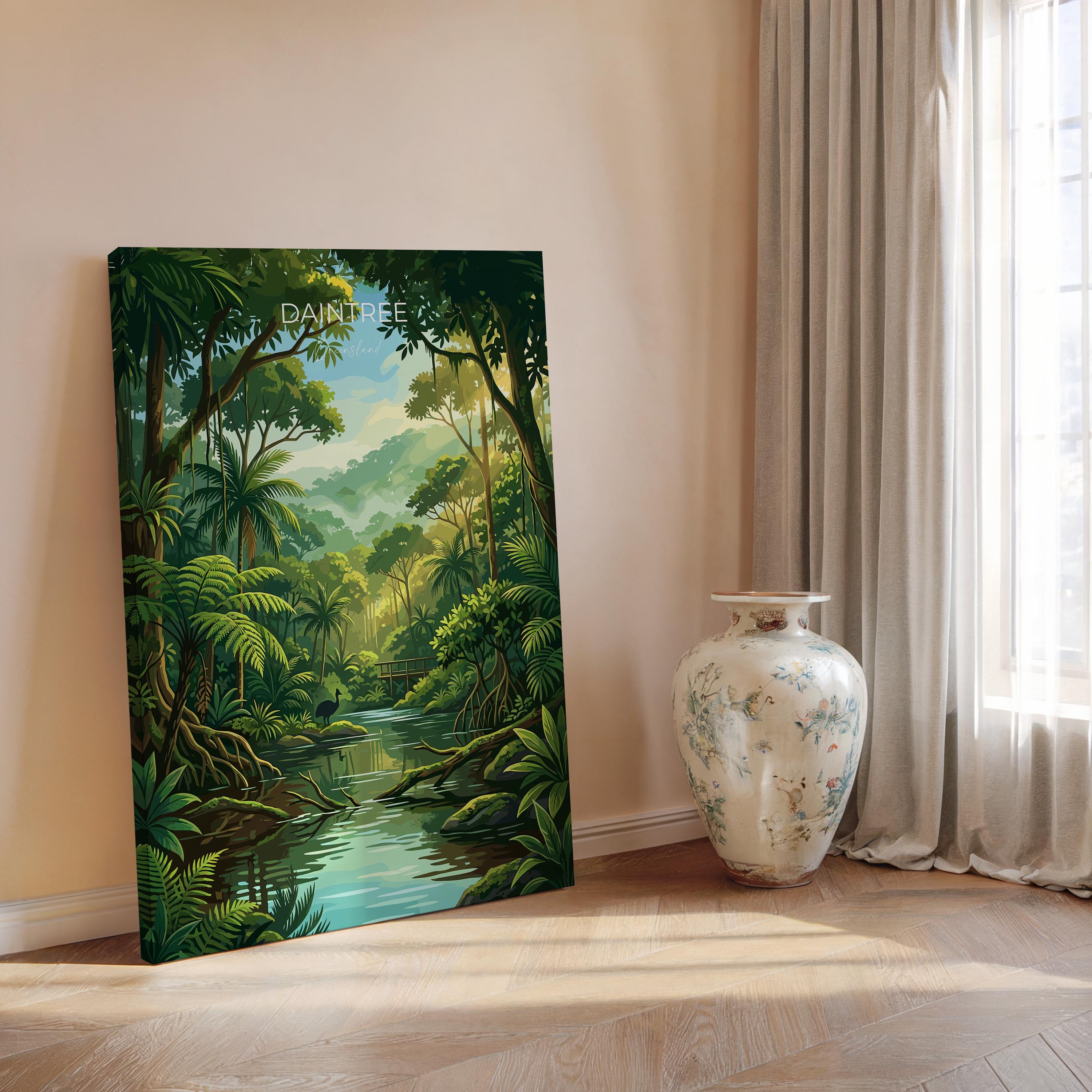 Daintree Rainforest Australia Travel Print, Tropical Rainforest Wall Art, Queensland Nature Poster, Forest Illustration, Australia Decor