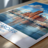 Cardiff Pierhead Building Travel Poster, Cardiff Bay Wall Art, Welsh Landmark Print, Historic Red Brick Architecture, UK City Decor