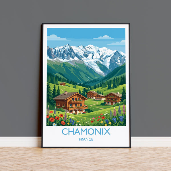 Chamonix Travel Print Wall ArtTravel Poster of Chamonix, French Alps Summer Art Lovers Gift, Wall Art Print