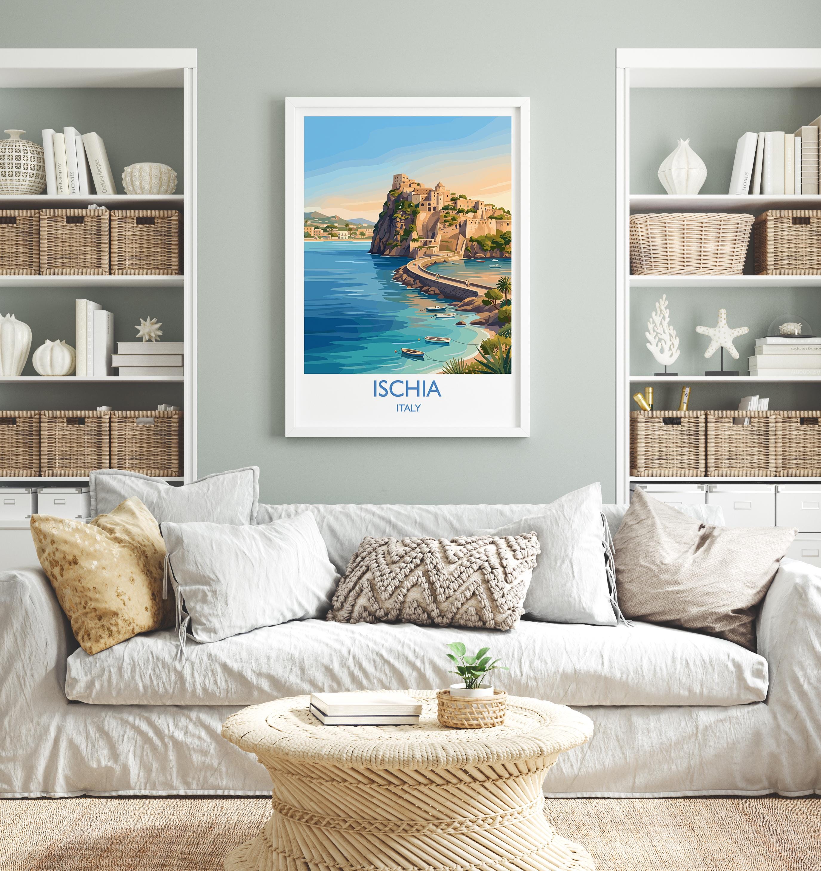 Ischia Italy Print, Italian Island Wall Art, Gulf of Naples Travel Poster, Mediterranean Coastal Decor, Italy Gift