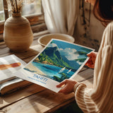 Tahiti Travel Poster Wall Art, Travel Print of Tahiti, French Polynesia, South Pacific Islands Art Lovers Gift NQ Media Designs