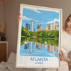 Atlanta Travel Print, Travel Poster of Atlanta, Georgia, Atlanta City Art Lovers Gift, USA Gift, Wall Art Print