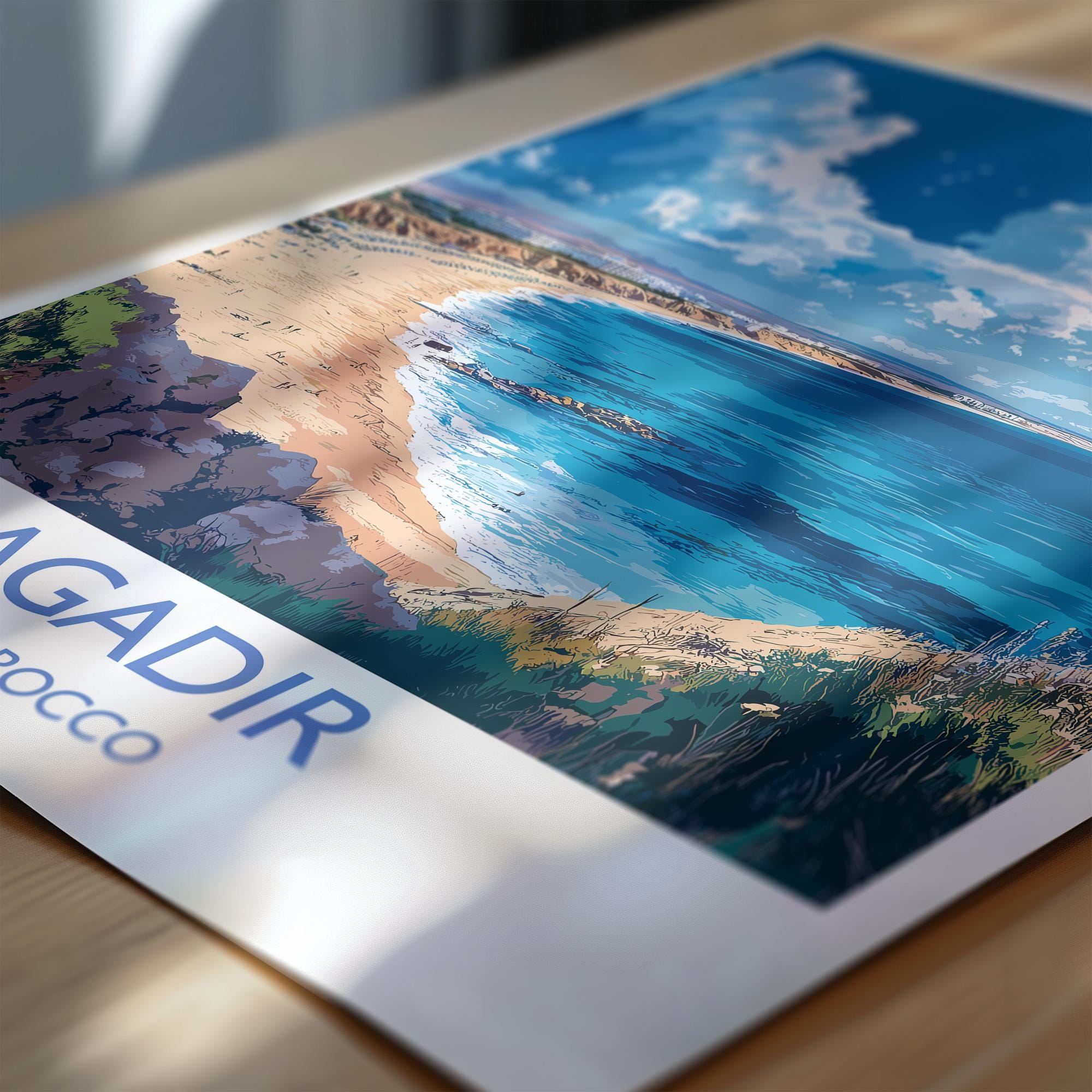 Agadir Travel Print Wall Art, Travel Poster of Agadir, Agadir Art Lovers Gift, Morocco Wall Art NQ Media Designs