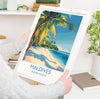 Maldives Travel Print, Travel Poster of Maldives, Indian Ocean Island Art, Maldives Wall Art Gift,