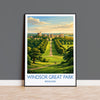 Windsor Great Park Print, Long Walk Wall Art with Border, Windsor Castle Poster, Berkshire Travel Print, Windsor Gift Print