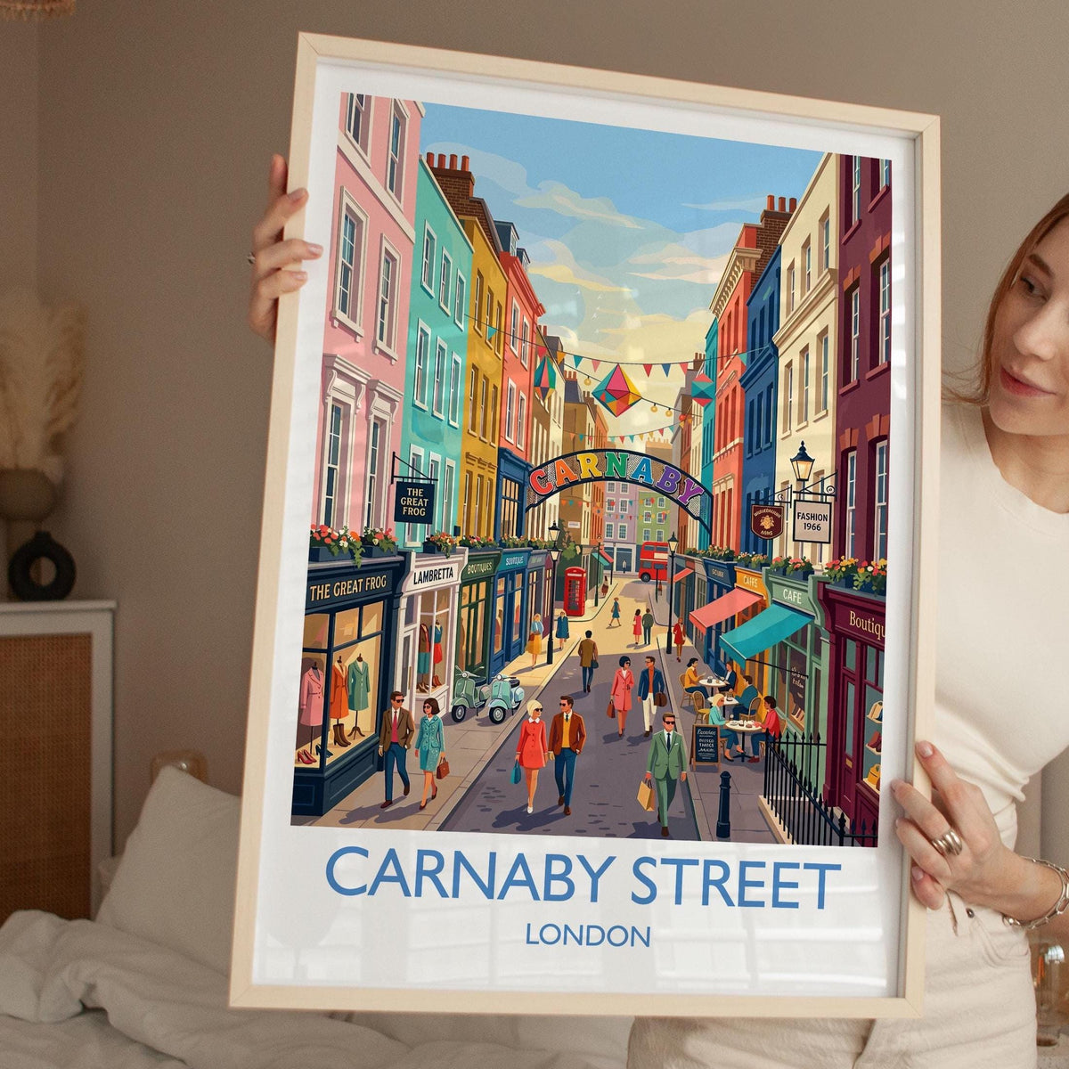Carnaby Street Print, London Wall Art with Border, Soho London Poster, Carnaby Street Gift Print, British Travel Print