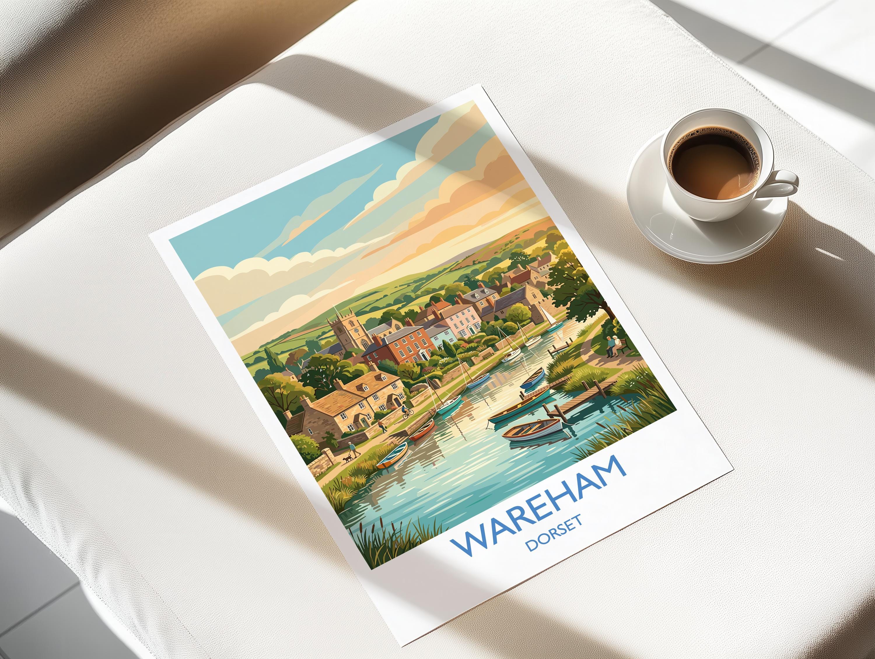 Wareham Dorset Print, Historic Saxon Walled Town Wall Art, River Frome Travel Poster, Dorset Countryside Decor, UK Gift