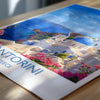 Santorini Travel Print, Travel Poster of Santorini, Greece Gift, Greek Islands Art Lovers Gift, Crete Gift Art, Wall Art Print