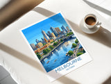 Melbourne Australia Print, Victoria Wall Art, Yarra River Travel Poster, Australian City Decor, Melbourne Gift