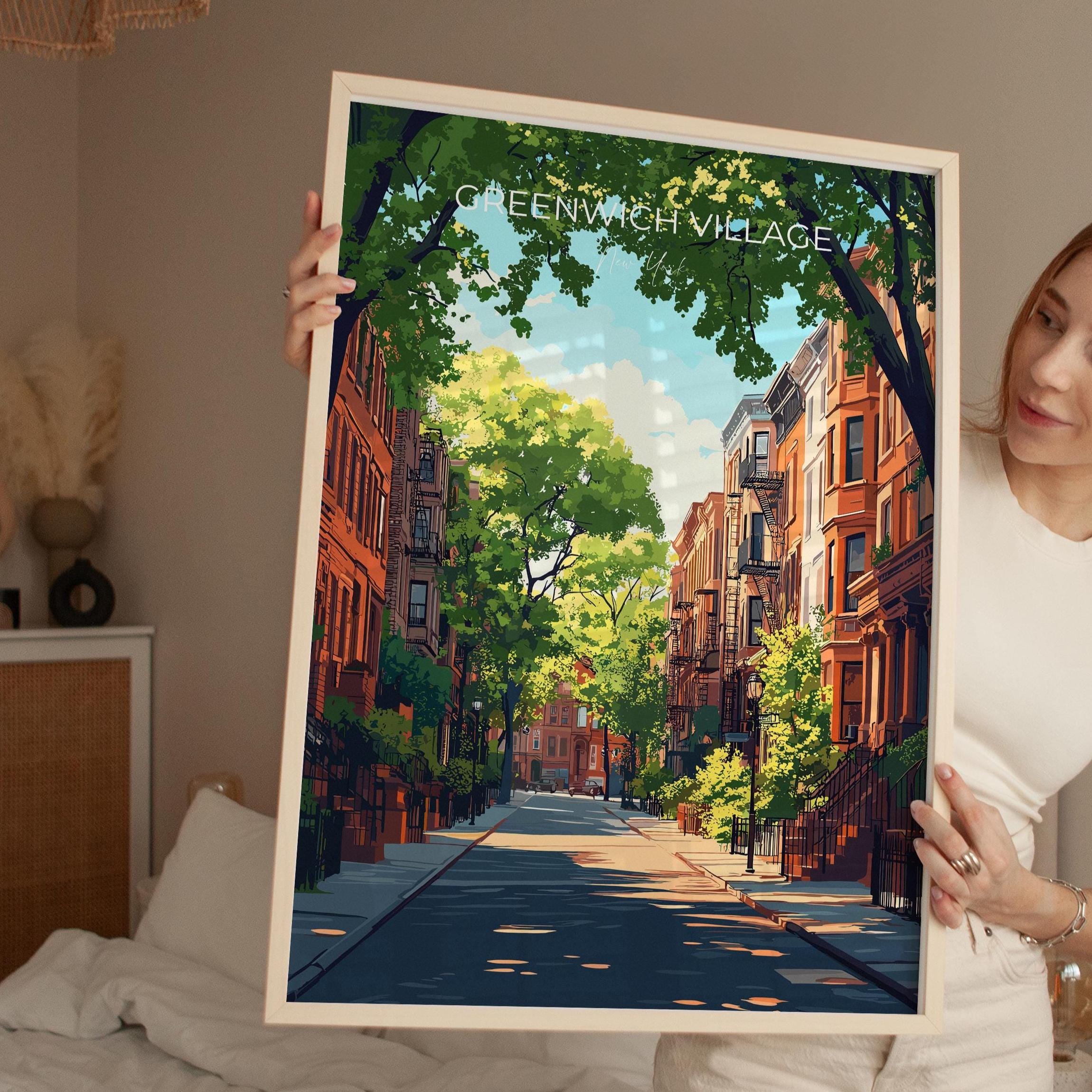 Greenwich Village New York Travel Poster Wall Art, Travel Print of Greenwich Village, New York Art Lovers Gift, USA Art Gift NQ Media Designs